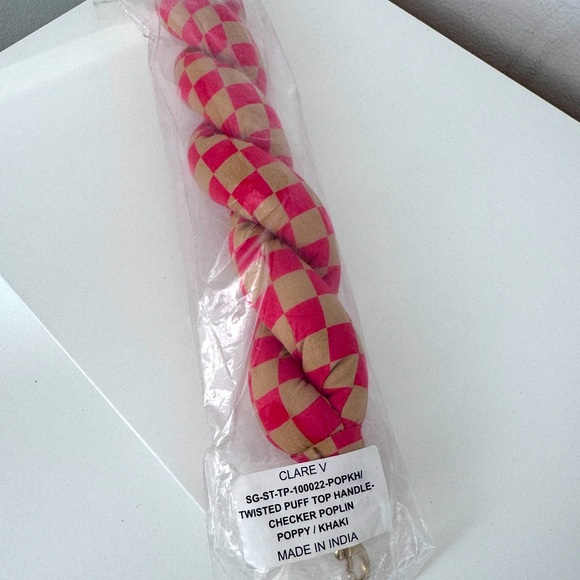 Clare V Twisted Puff Top Handle in Checker Poplin *HANDLE ONLY* - Picture 4 of 5